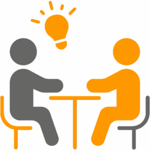 Icon zwei Personen an einem Tisch